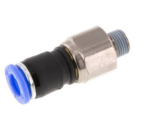 8mm & R1/8'' Draaidoorvoer Insteek Buitendraad Vernikkeld Messing/PBT NBR