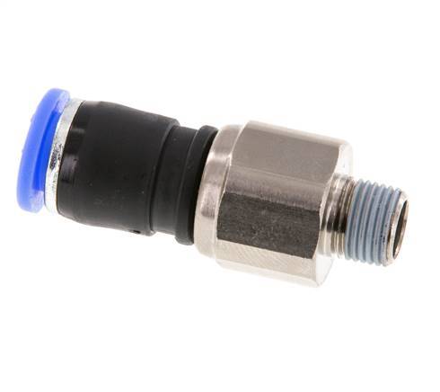 8mm & R1/8'' Draaidoorvoer Insteek Buitendraad Vernikkeld Messing/PBT NBR