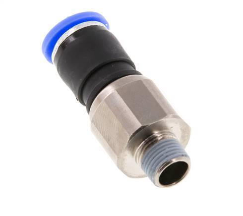 8mm & R1/8'' Draaidoorvoer Insteek Buitendraad Vernikkeld Messing/PBT NBR