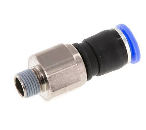 8mm & R1/8'' Draaidoorvoer Insteek Buitendraad Vernikkeld Messing/PBT NBR