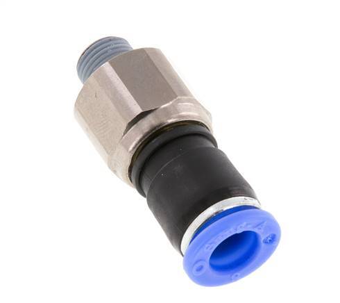 8mm & R1/8'' Draaidoorvoer Insteek Buitendraad Vernikkeld Messing/PBT NBR