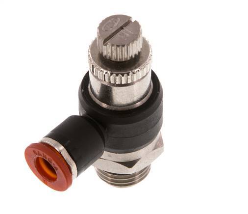 Flow Control Silencer Meter-In Elbow 6 mm - G1/4'' Brass/PA 66