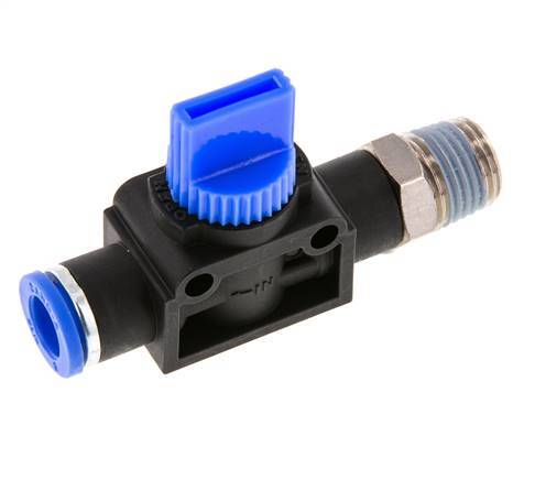 3/2-Way Shut-Off Hand Valve 8 mm - R1/4'' Plastic/Brass Tube-side venting