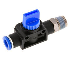 3/2-Way Shut-Off Hand Valve 8 mm - R1/4'' Plastic/Brass Tube-side venting