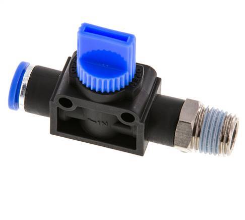 3/2-Way Shut-Off Hand Valve 8 mm - R1/4'' Plastic/Brass Tube-side venting
