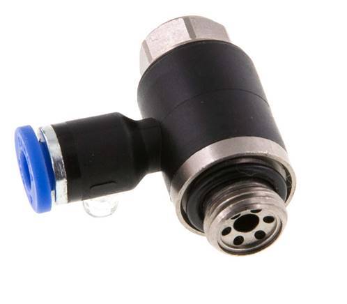 L-stuk Regelventiel 4 mm - G1/8'' Regeling-Uit Messing/Nylon Sleufschroef