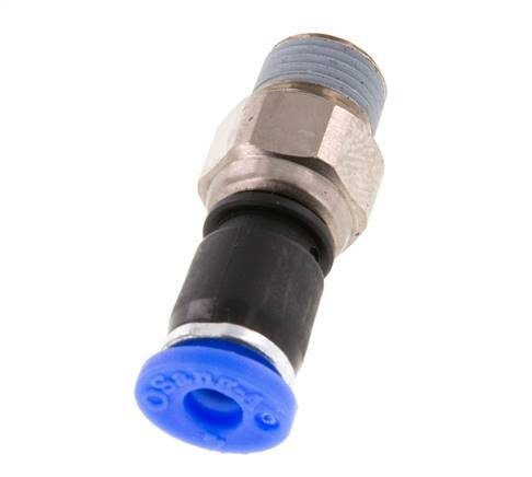 4mm & R1/8'' Draaidoorvoer Insteek Buitendraad Vernikkeld Messing/PBT NBR