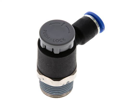 L-stuk Regelventiel 6 mm - R3/8'' Regeling-Uit Messing/Nylon Borgmoer