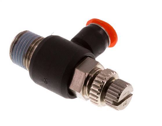 L-stuk Regelventiel 4 mm - R1/8'' Regeling-in Messing/PBT