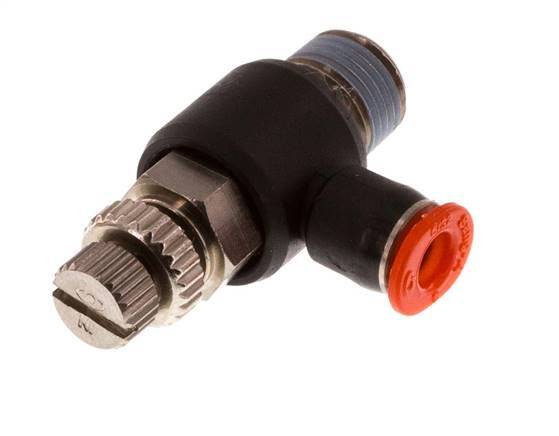 L-stuk Regelventiel 4 mm - R1/8'' Regeling-in Messing/PBT