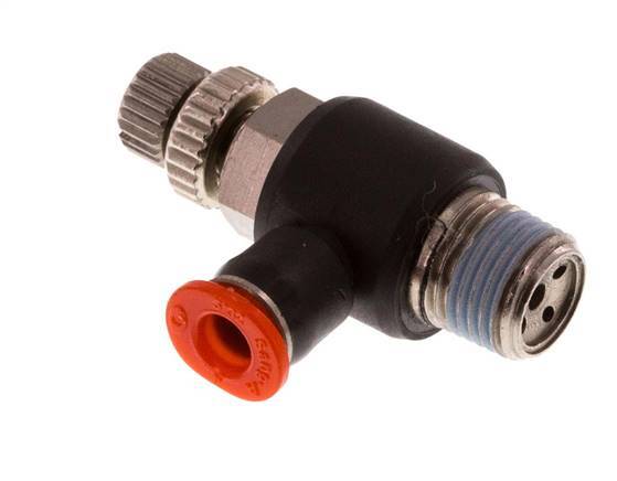 L-stuk Regelventiel 4 mm - R1/8'' Regeling-in Messing/PBT