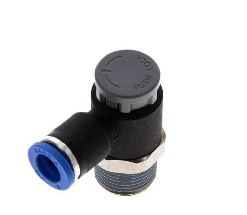 L-stuk Regelventiel 8 mm - R3/8'' Regeling-Uit Messing/Nylon Borgmoer