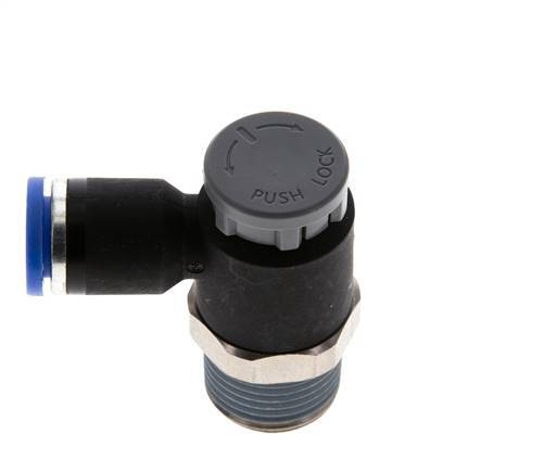 L-stuk Regelventiel 8 mm - R3/8'' Regeling-Uit Messing/Nylon Borgmoer
