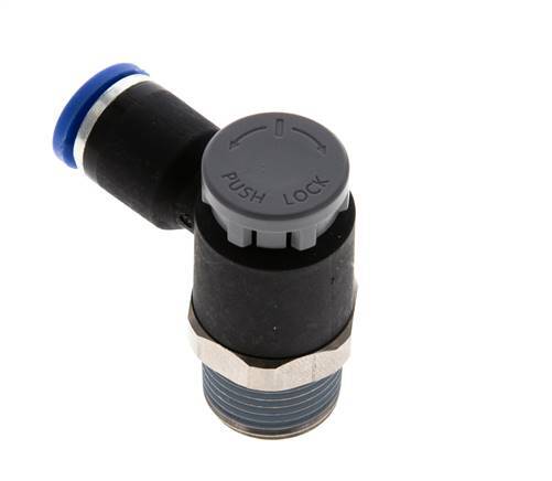 L-stuk Regelventiel 8 mm - R3/8'' Regeling-Uit Messing/Nylon Borgmoer