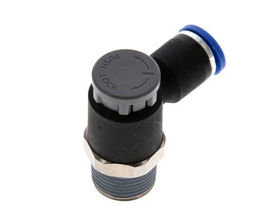 L-stuk Regelventiel 8 mm - R3/8'' Regeling-Uit Messing/Nylon Borgmoer