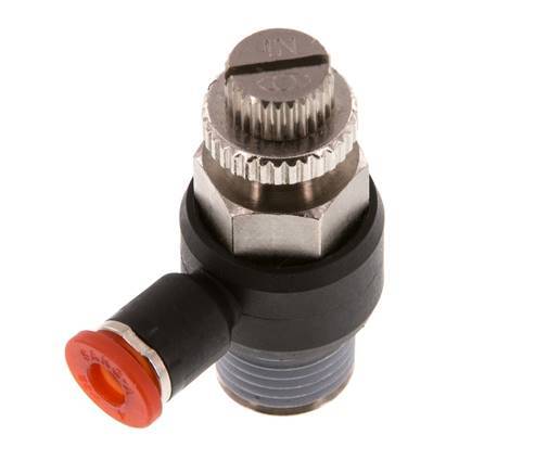 L-stuk Regelventiel 4 mm - R1/4'' Regeling-in Messing/Nylon