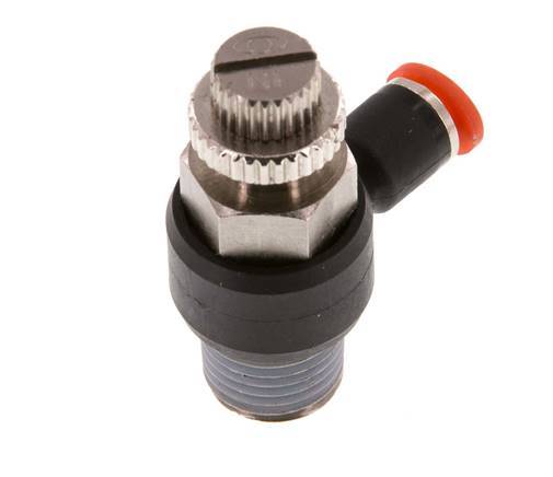 L-stuk Regelventiel 4 mm - R1/4'' Regeling-in Messing/Nylon