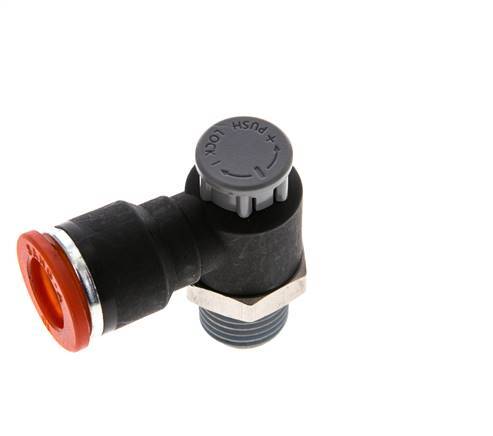 L-stuk Regelventiel 10 mm - R1/4'' Regeling-in Messing/Nylon Borgmoer
