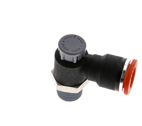 L-stuk Regelventiel 10 mm - R1/4'' Regeling-in Messing/Nylon Borgmoer