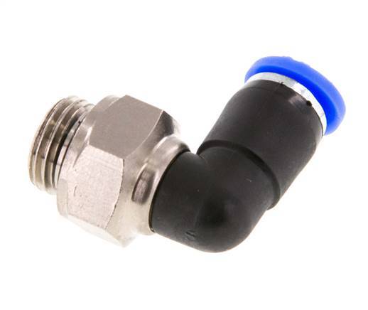 6mm & G1/4'' L-stuk Draaidoorvoer Insteek Buitendraad Vernikkeld Messing/PBT NBR