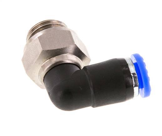 6mm & G1/4'' L-stuk Draaidoorvoer Insteek Buitendraad Vernikkeld Messing/PBT NBR