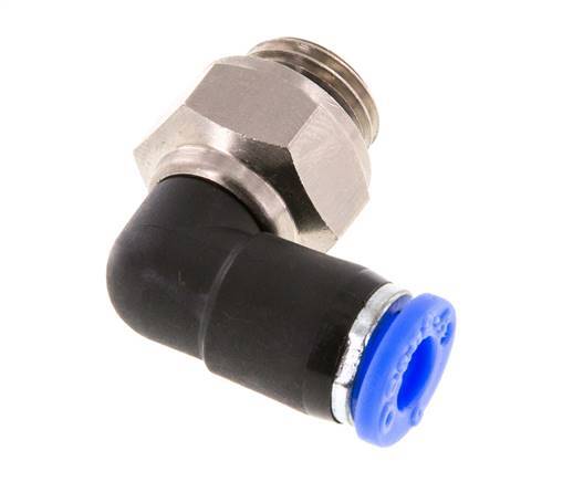 6mm & G1/4'' L-stuk Draaidoorvoer Insteek Buitendraad Vernikkeld Messing/PBT NBR