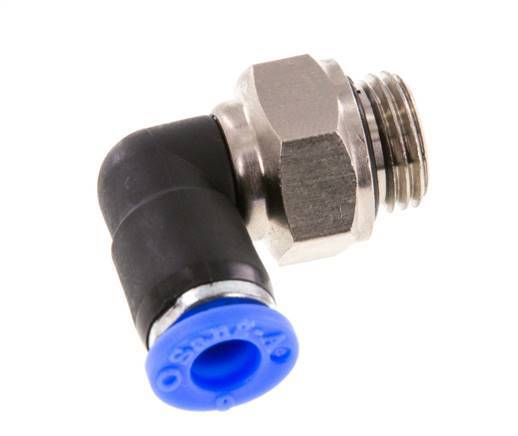 6mm & G1/4'' L-stuk Draaidoorvoer Insteek Buitendraad Vernikkeld Messing/PBT NBR