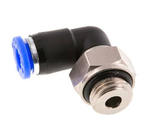 6mm & G1/4'' L-stuk Draaidoorvoer Insteek Buitendraad Vernikkeld Messing/PBT NBR