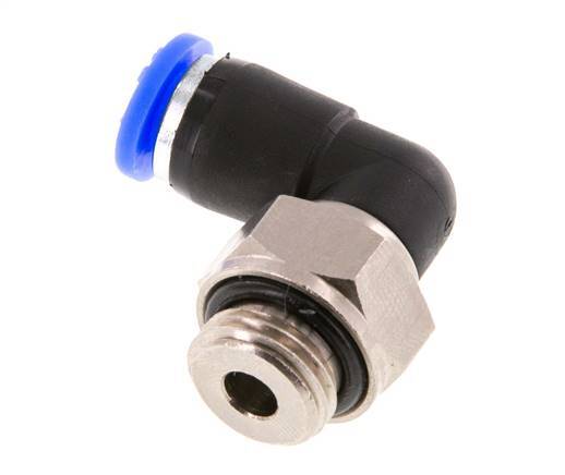 6mm & G1/4'' L-stuk Draaidoorvoer Insteek Buitendraad Vernikkeld Messing/PBT NBR