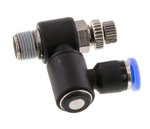 Draaibaar Regelventiel 4 mm - R1/8'' Regeling-Uit Messing/Nylon