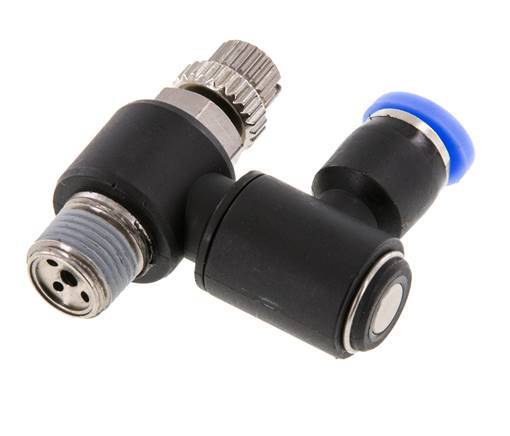 Draaibaar Regelventiel 4 mm - R1/8'' Regeling-Uit Messing/Nylon