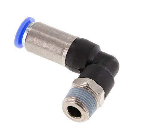 Push-In Fitting 10mm & R3/8'' Male Auto Shut-Off Elbow Brass/PBT 0-10bar (0-145psi)