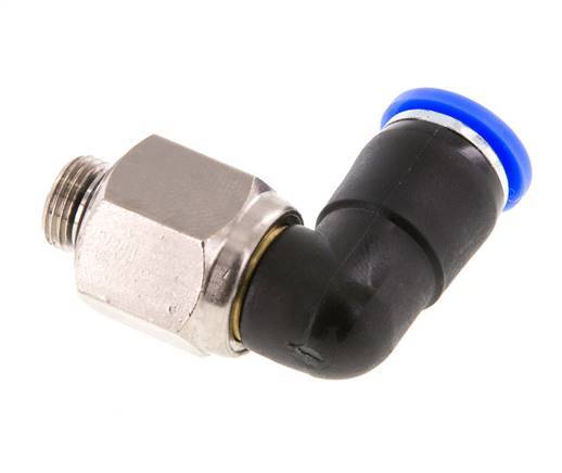 8mm & G1/8'' Elbow Swivel Joint Push-In-Male Threads Nickel-Plated Brass/PBT NBR Rotatable