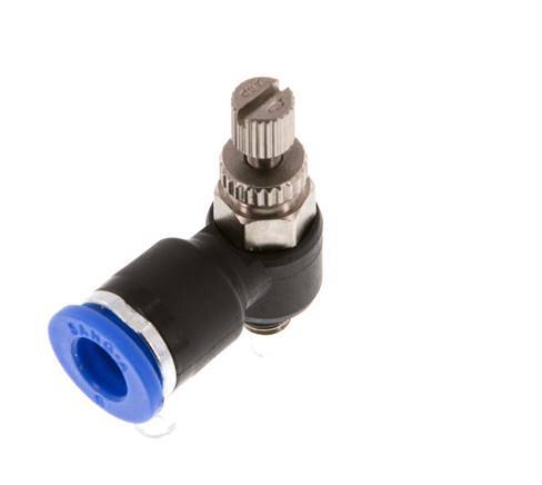 L-stuk Regelventiel 6 mm - M5 Regeling-Uit Messing/Nylon