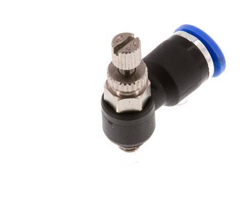 L-stuk Regelventiel 6 mm - M5 Regeling-Uit Messing/Nylon