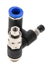 Flow Control Silencer Meter-Out Rotatable 8 mm - G1/8''-M5 Brass/PA 66 with Pilot Operated Check Valve