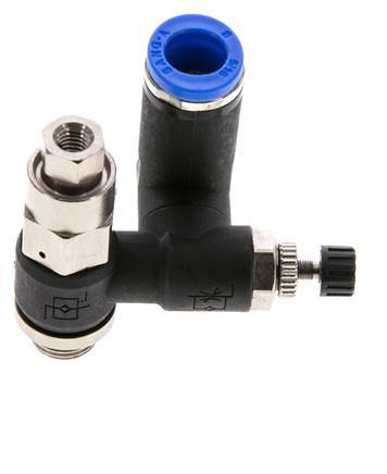 Draaibaar Regelventiel 8 mm - G1/8''-M5 Regeling-Uit Messing/Nylon Indirect Gestuurde Terugslagklep