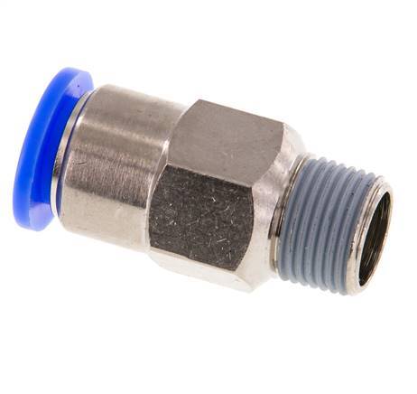 Push-In Fitting 8mm & R1/8'' Male Auto Shut-Off Brass/PBT 0-10bar (0-145psi)