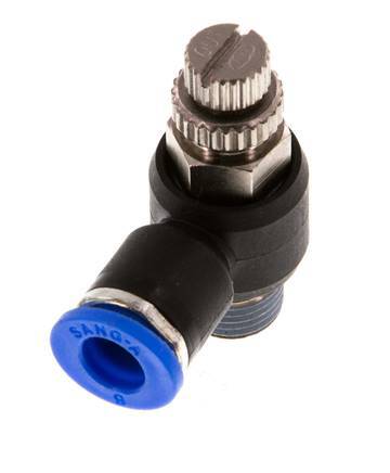 L-stuk Regelventiel 6 mm - R1/8'' Regeling-Uit Messing/Nylon