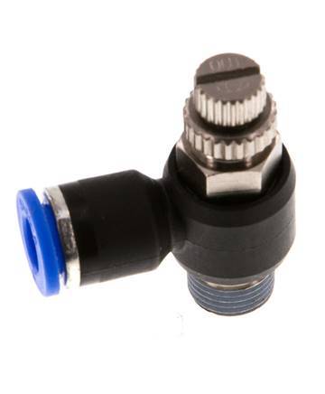 L-stuk Regelventiel 6 mm - R1/8'' Regeling-Uit Messing/Nylon