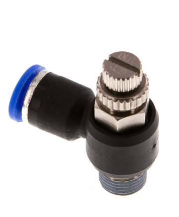 L-stuk Regelventiel 6 mm - R1/8'' Regeling-Uit Messing/Nylon