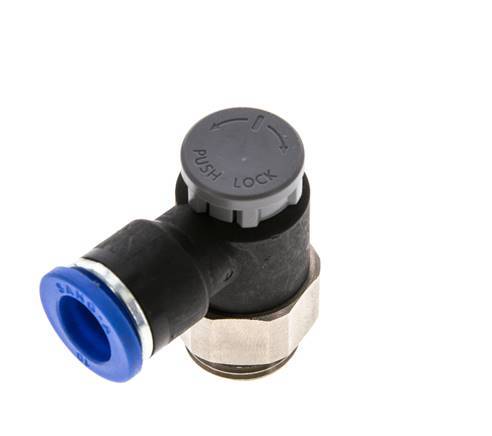 Flow Control Valve Meter-Out Elbow 10 mm - G3/8'' Brass/PA 66 Locknut