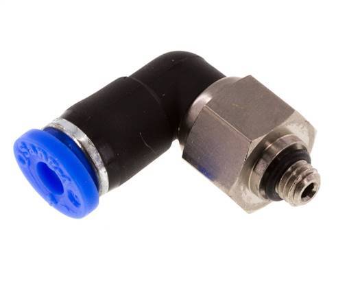 4mm & M5 Elbow Swivel Joint Push-In-Male Threads Nickel-Plated Brass/PBT NBR Rotatable