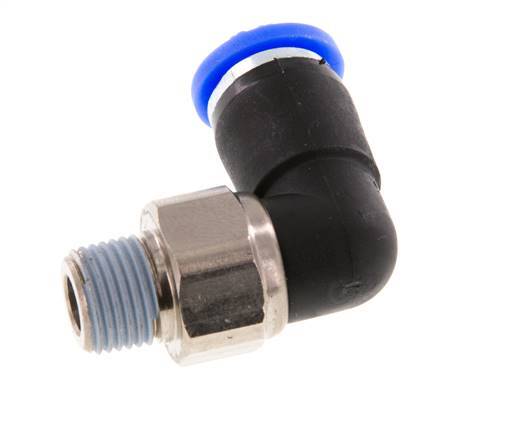 6mm & R1/8'' L-stuk Draaidoorvoer Insteek Buitendraad Vernikkeld Messing/PBT NBR