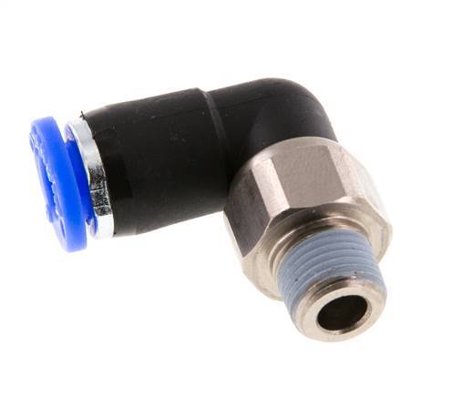 6mm & R1/8'' L-stuk Draaidoorvoer Insteek Buitendraad Vernikkeld Messing/PBT NBR
