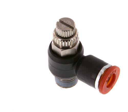 Flow Control Silencer Meter-In Elbow 6 mm - R1/8'' Brass/PA 66