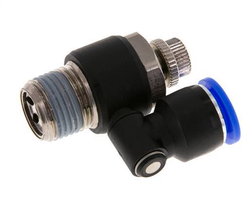 Flow Control Silencer Meter-Out Rotatable 12 mm - R1/2'' Brass/PA 66