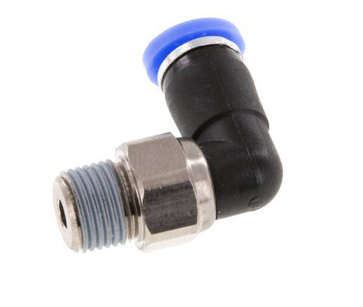 4mm & R1/8'' L-stuk Draaidoorvoer Insteek Buitendraad Vernikkeld Messing/PBT NBR