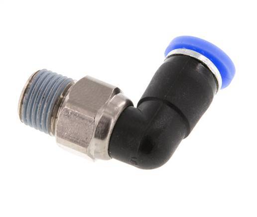 4mm & R1/8'' L-stuk Draaidoorvoer Insteek Buitendraad Vernikkeld Messing/PBT NBR