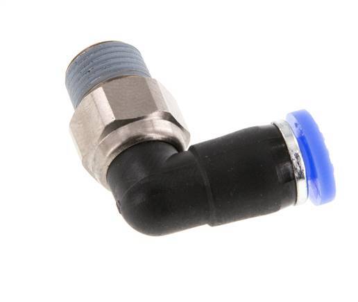 4mm & R1/8'' L-stuk Draaidoorvoer Insteek Buitendraad Vernikkeld Messing/PBT NBR